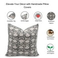 thumbnail image 4 of Fabdivine Block Print Throw Pillow Cover, 26x26 Inch Duck Canvas Vintage Cushion Cover, Floral Print Boho Design Gray Pillow Cover for Sofa and Couch, 4 of 5