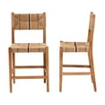 thumbnail image 3 of bali & pari Prita Paper Loom and Natural Mahogany Wood 2-Piece Counter Stool Set, 3 of 9