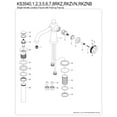 thumbnail image 5 of Kingston Brass KS3547RKZ Wendell One-Handle Single-Hole Bathroom Faucet with Knurled Handle and Push Pop-Up Drain, Brushed Brass, 5 of 6