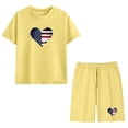 thumbnail image 6 of Amidoa Girls 2 Piece Outfits Summer Clothes Short Sleeve Cotton Floral Print T-Shirt and Shorts Casual Kids Clothing Sets Yellow Size 13, 6 of 9
