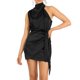 thumbnail image 1 of Vestido Corto De Satén Mini vestidos de mujer sin mangas con cuello simulado vestido de línea A para cóctel (negro M) Cgtredaw Para estrenar, 1 of 1