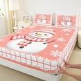 thumbnail image 4 of Feelyou Funny Orange Snowman Twin Sheet Sets for Teens, Christmas Snowflake Print Twin Fitted Sheet, Fashion Buffalo Flat Sheet, Lightweight Room Decor, 3pcs, 4 of 8