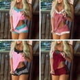 thumbnail image 6 of FNNMNNR Women Pajama Sets Summer Sleepwear Suit V Neck Lace Suspender Camisole and Shorts Two Pieces Set, 6 of 7