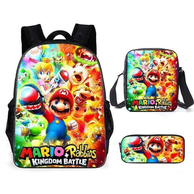 Mario Cartoon Backpack, Schoolbag Backpack Three-piece-SinKeeU