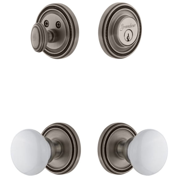 Grandeur 826848 Soleil Solid Brass Single Cylinder Keyed Entry Knobset And Deadbolt Combo