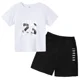 thumbnail image 4 of Conjunto de 2 piezas de camiseta y pantalones cortos para niños y niñas, camiseta deportiva de verano, camiseta de manga corta de algodón, ropa para niños de 2 a 10 años con estampado de dibujos anima, 4 of 5