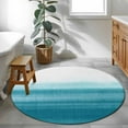 thumbnail image 4 of Teal White Gradient Round Area&nbsp;Rug 3ft Abstract Ombre Texture Modern Art Non-Slip&nbsp;Washable Circle Rugs Soft Felt Indoor Floor Mat for Bedroom Kitchen Living Room Bathroom, 4 of 9