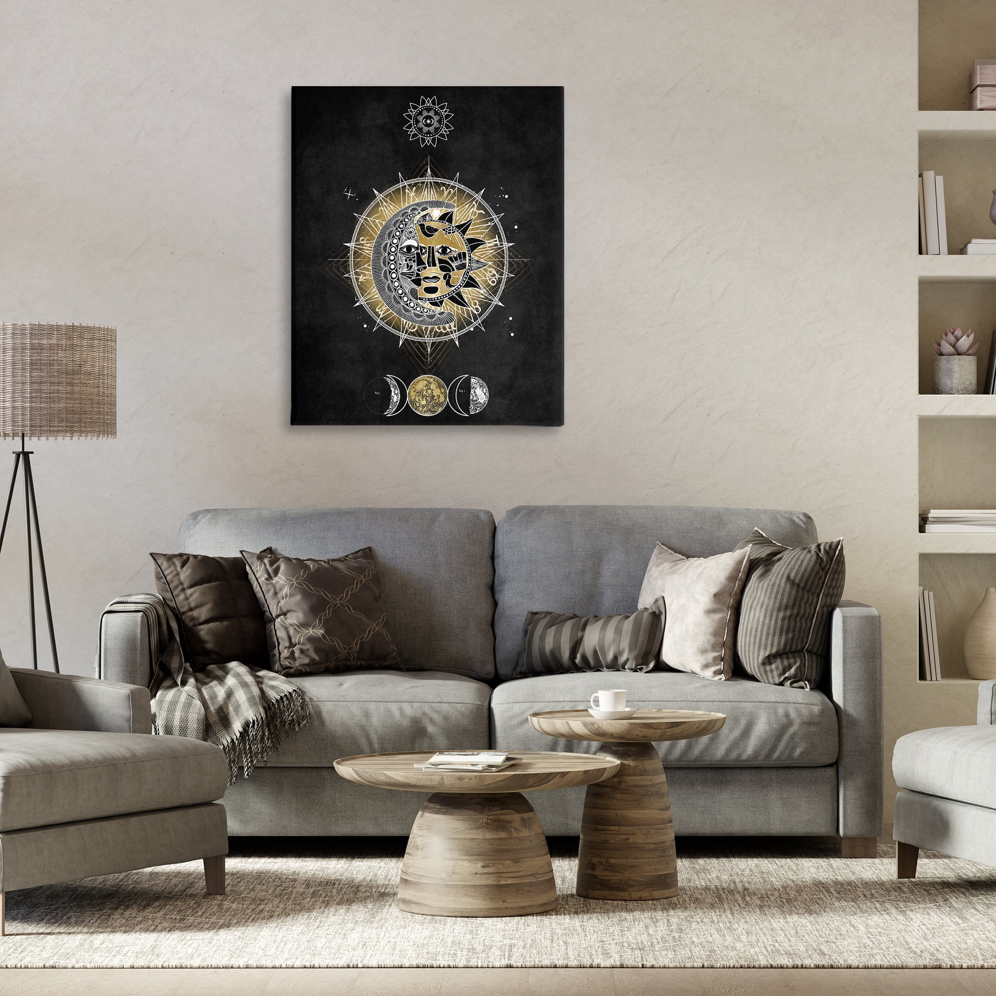 Stupell Industries Lunar & Solar Fractal Astrology & Stars Painting Wrapped Canvas Art Print Wall Art, 30 x 40