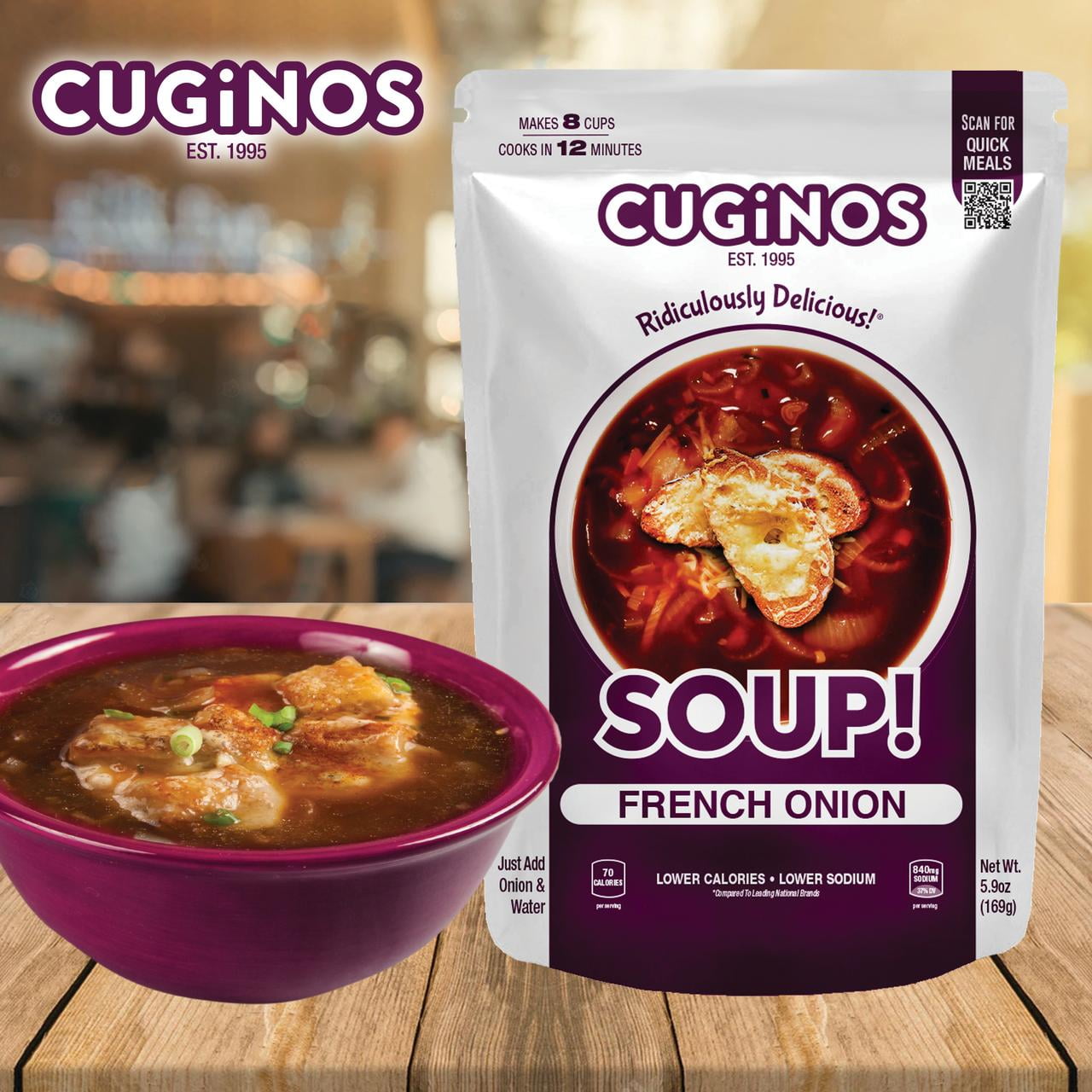 Cugino's Baked Burgundy French Onion Soup Mix, Quick Gourmet Cugino's Baked Burgundy French Onion Soup Mix, Quick Gourmet