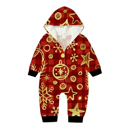 

Xinduolei Christmas Parent Child Family Pack Fashion Hooded Jumpsuits Household to Take（Baby）