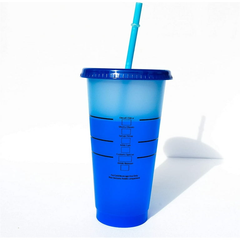 Color Changing Tumbler 24OZ  Color Changing Cups 5-Pack Reusable with Free  Lid and Straws, for Iced Water, any Starbucks Drink, Iced Coffee 
