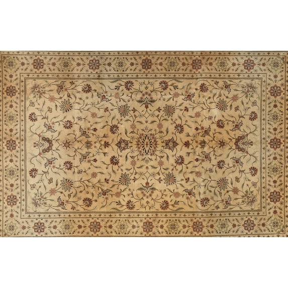 Ahgly Company Machine Washable Indoor Rectangle Traditional Light Brown Area Rugs, 3' x 5'