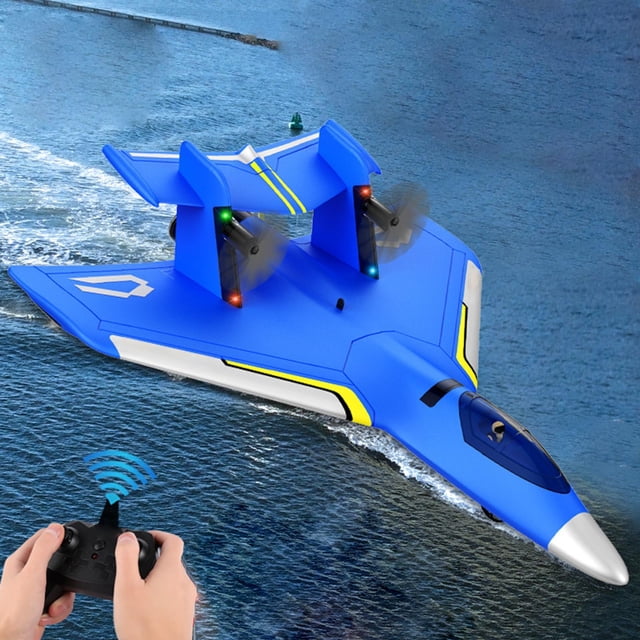 RC Airplane Jet Fighter Toys, anticolisión, fácil de controlar, estable 2,4 GHz portátil de espuma RC Airplane, RC Glider para adultos, y niñas Azul Hugo Avión teledirigido