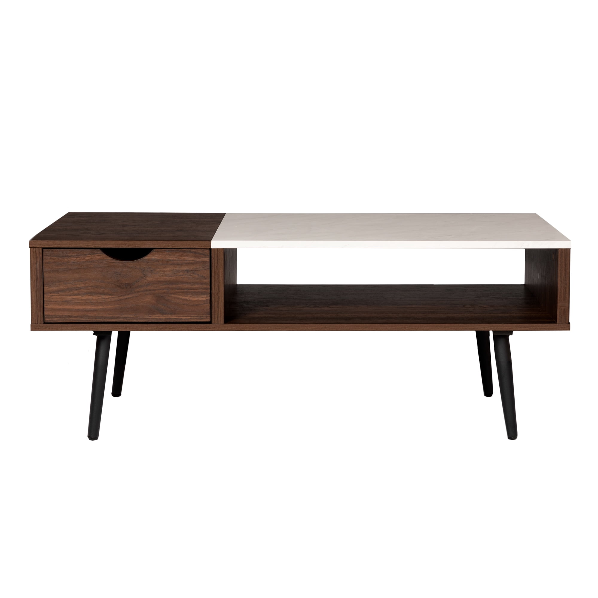 Walker Edison Mid-Century Modern 1-Drawer Booker Marble Coffee Table