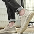 thumbnail image 2 of XIMIN Men's Non-Slip Leather Shoes Lace-up Mesh Breathable Wear-Resistant Walking Shoes Fashion Casual Sneakers Lightweight Outdoor Tennis Shoes (8.5, Beige), 2 of 5