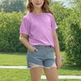 thumbnail image 6 of tarylea Girls Tops Crochet Short Sleeve Shirts Round Neck T Shirts Loose Fitted Summer Blouses, 6 of 8