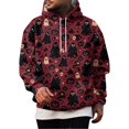 thumbnail image 2 of Hsovts Vintage Halloween Graphic Hoodie for Men, All Over Pumpkin Candy Ghost Spider Pattern Relaxed Fit Everyday Sweatshirt red 2xL, 2 of 7