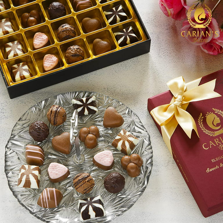 CARIANS - Caja de regalo de chocolate para el día de San Valentín, cesta de  regalo de chocolate gourmet de lujo surtida, con forma de corazones y