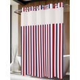 thumbnail image 4 of Red Blue White Striped No Hook Shower Curtain Waterproof, Bathroom Curtains with Snap in Liners and See Through Top Window, Modern Simple Stripes Hotel Style Bathtub Curtains Shower 72"Wx96"L, 4 of 8