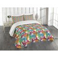 thumbnail image 3 of Ambesonne Jazz Music Quilted Bedspread Set 3 Pcs, Abstract Retro Party, Queen Size, Multicolor, 3 of 5