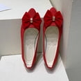 thumbnail image 5 of Womens Pointed Toe Suede Ballet Flats Bow-Knot Slip-Ons Dressy Casual Comfortable Wear to Work Loafers Red 9(42), 5 of 9