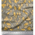 thumbnail image 1 of Soimoi Yellow Georgette Viscose Fabric Autumn Leaves Print Sewing Fabric Yard 42 Inch Wide, 1 of 3
