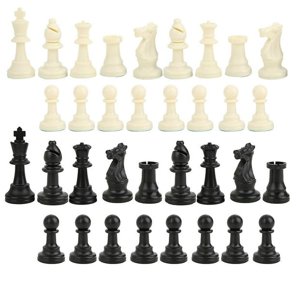 International chess set made of PP plastic, flannelette stick, king height: 95 mm. Does not contain a chessboard. Does not contain a chessboard.