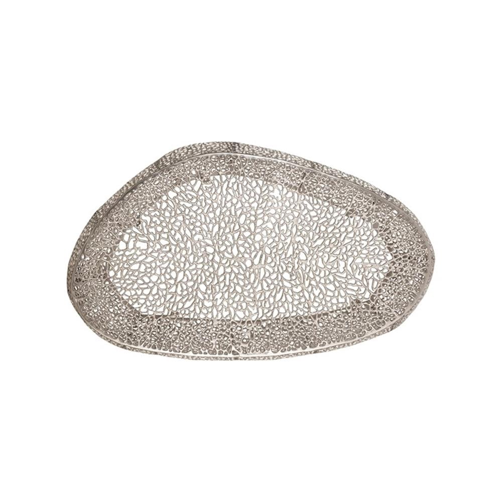 Pemberley Row Aluminum Silver Coffee Table Oval Stylish 51"W x 29.5"D x 16"H