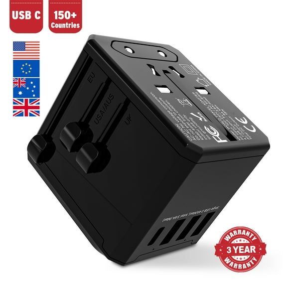 Universal International Travel Adapter Converter with USB Type C, Plug Adapter for European, USA, EU, UK, AUS, East Asia, Middle East, China, Japan, Korea, 150  Countries, 110V and 220V