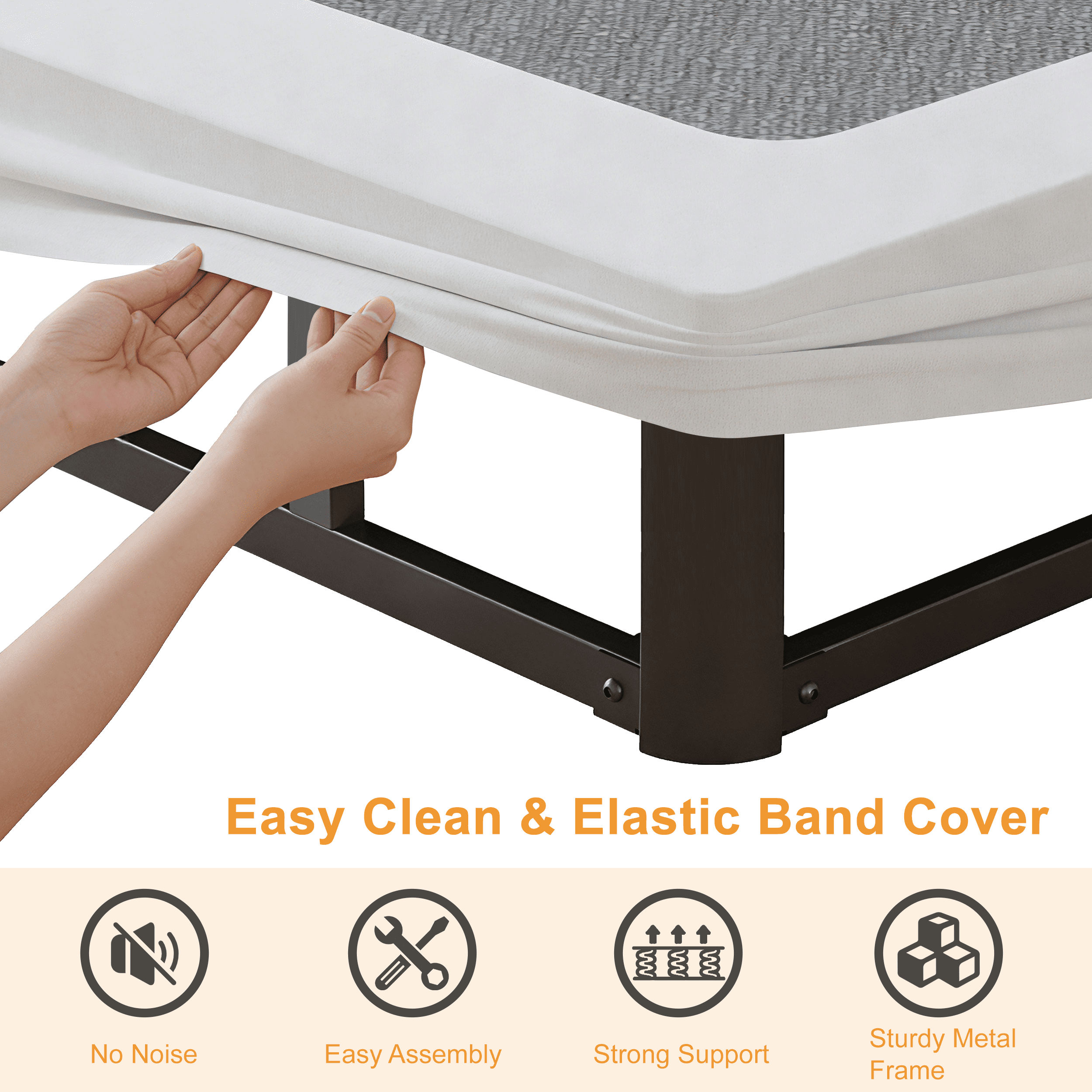 Roomdiary 9 inch King Box Spring with Fabric Cover, Heavy Duty Metal Mattress Foundation, Noise Free, Easy Assembly