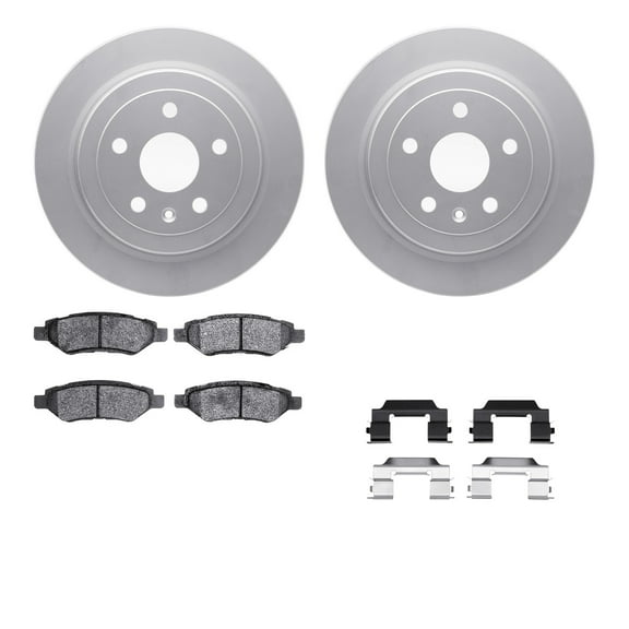 Dynamic Friction Company Rear Geospec Brake Rotors with 5000 Advanced Brake Pads includes Hardware 4512-46092