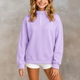 thumbnail image 2 of PLHWHYQ Girls' Zip Neck Hoodie for Little Girls – Cozy Kids' Casual Sweatshirt with Stand Up Collar Lightweight Winter Layer Purple 13-14 Years, 2 of 8