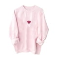 thumbnail image 2 of Fartey Chandails Graphiques Cœur d'Amour pour Femmes Saint-Valentin Chandail Molletonné Doublé Chandail à Enfiler Hauts Chauds Douillets Col Rond Manches Longues Épaules Tombantes Chandail, 2 of 8