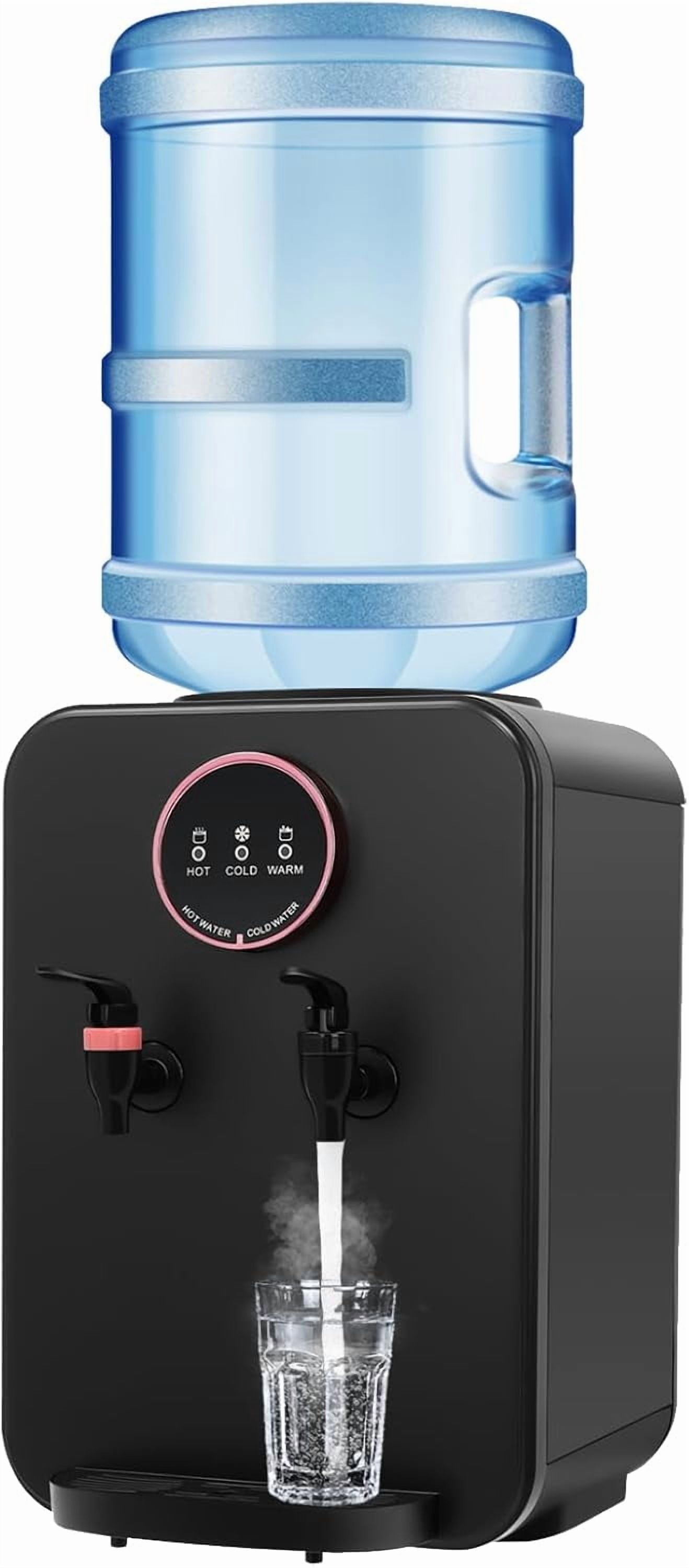 Premium Countertop Water Dispenser, Hot/Cold Water Dispenser, Top Loading Water Dispenser, 3 Temperature Settings Warm Hot Cold Water Tool Temperature Control with LED Indicator (Black)
