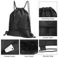 thumbnail image 4 of Uxcell Drawstring Backpack Bags Drawstring Gym Bag with Zip Pocket for Women Men Black, 4 of 5