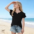 thumbnail image 2 of HAiming Girls Tops Ruffle Short Sleeve Tiered Tee Solid Color Loose Casual Trendy T Shirts Summer Beach Vacation Workout Kids Tops, 2 of 7