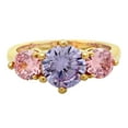 thumbnail image 3 of Gold Plated Three-Stone Round Pink & Light Lavender CZ Ring, Size 8, 3 of 7