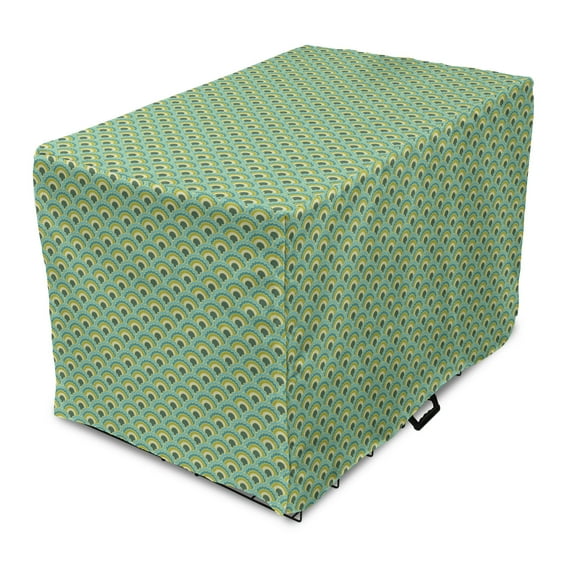 Abstract Dog Crate Cover, Waves Inspired Style Motifs Folkloric Art Illustration, Easy to Use Pet Kennel Cover Small Dogs Puppies Kittens, 7 Sizes, Grey Teal Seafoam, by Ambesonne