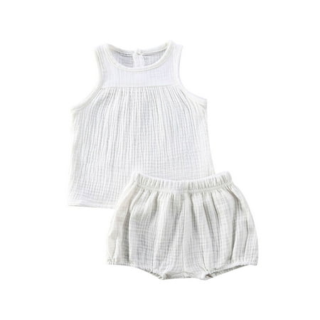 

Gupgi Infant Newborn Baby Boy Girls Sleeveless Tshirts Shorts Outfits