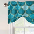 thumbnail image 4 of Green Tie Up Valance Curtains for Windows, Kitchen Curtains Window Treatments, Modern Geometric Fish Scale Abstract Moroccan Short Window Shades Valances for Bedroom Bathroom Cafe 54"x18", 4 of 8