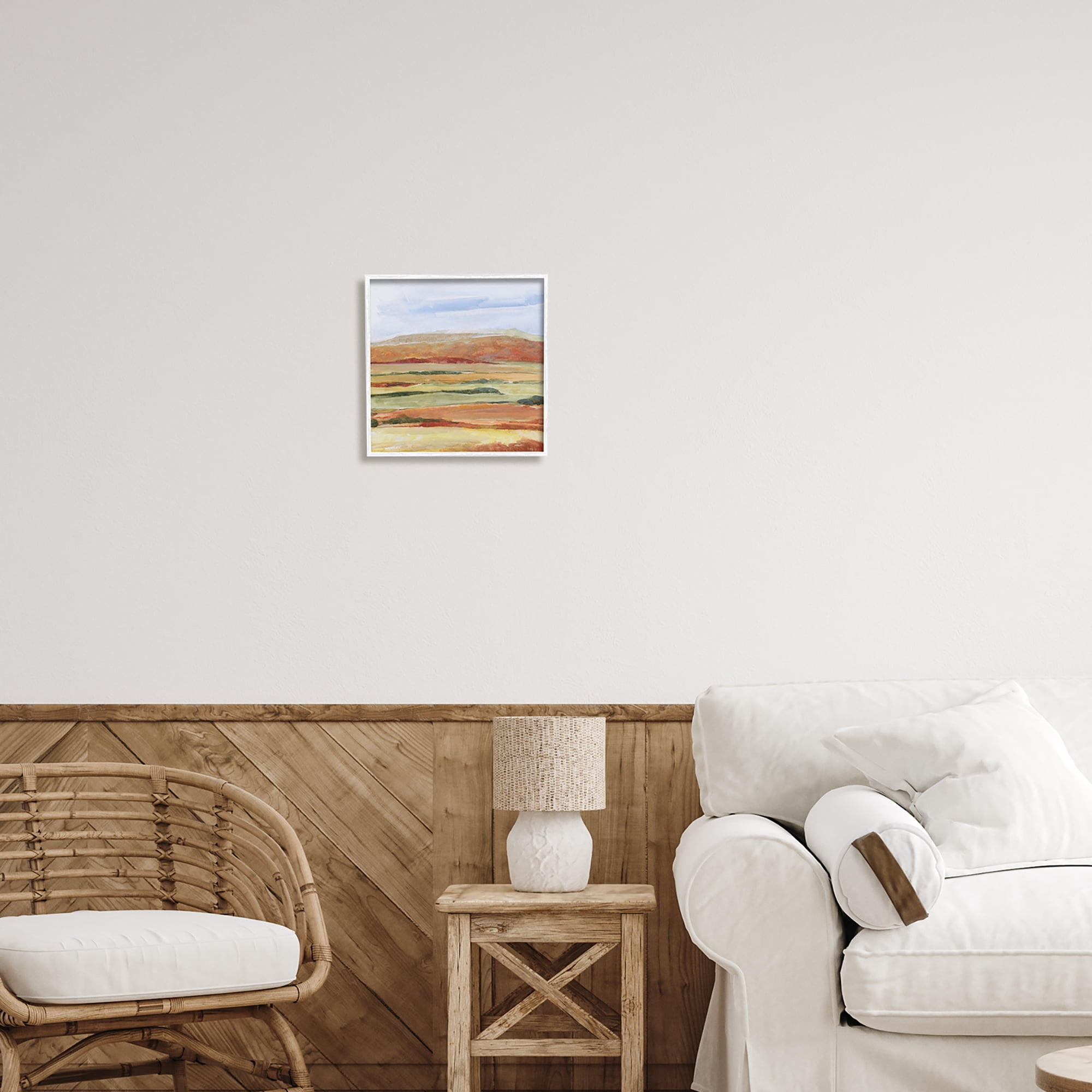 Stupell Industries Abstract Desert Landscape Abstract Painting White Framed Art Print Wall Art, 12 x 12