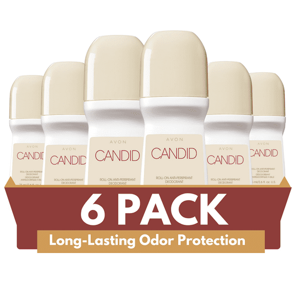 Avon Candid Roll-On Antiperspirant Deodorant, 2.6 fl oz– Floral Scent (6-Pack)