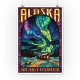 thumbnail image 2 of Alaska, Cabin and Northern Lights Stained Glass (12x18 Wall Art Poster, Room Decor), 2 of 3