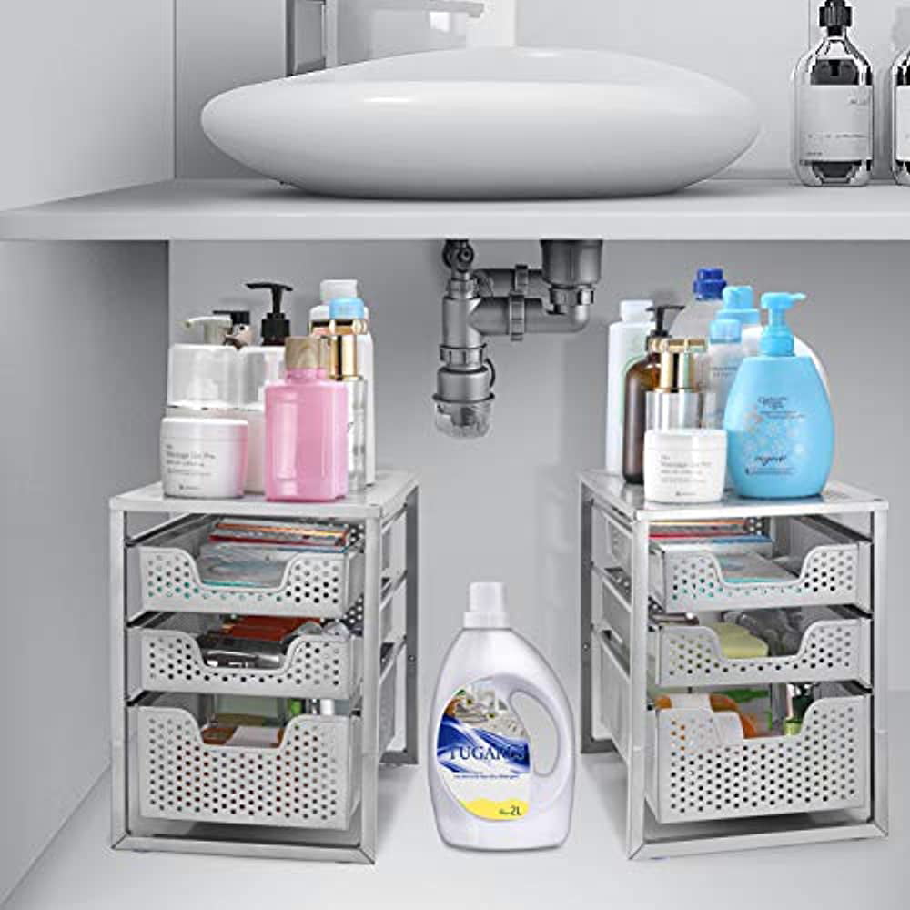 Simple Trending 3-Tier Under Sink Cabinet Organizer with Sliding Storage  Drawer, Desktop Organizer for Kitchen Bathroom