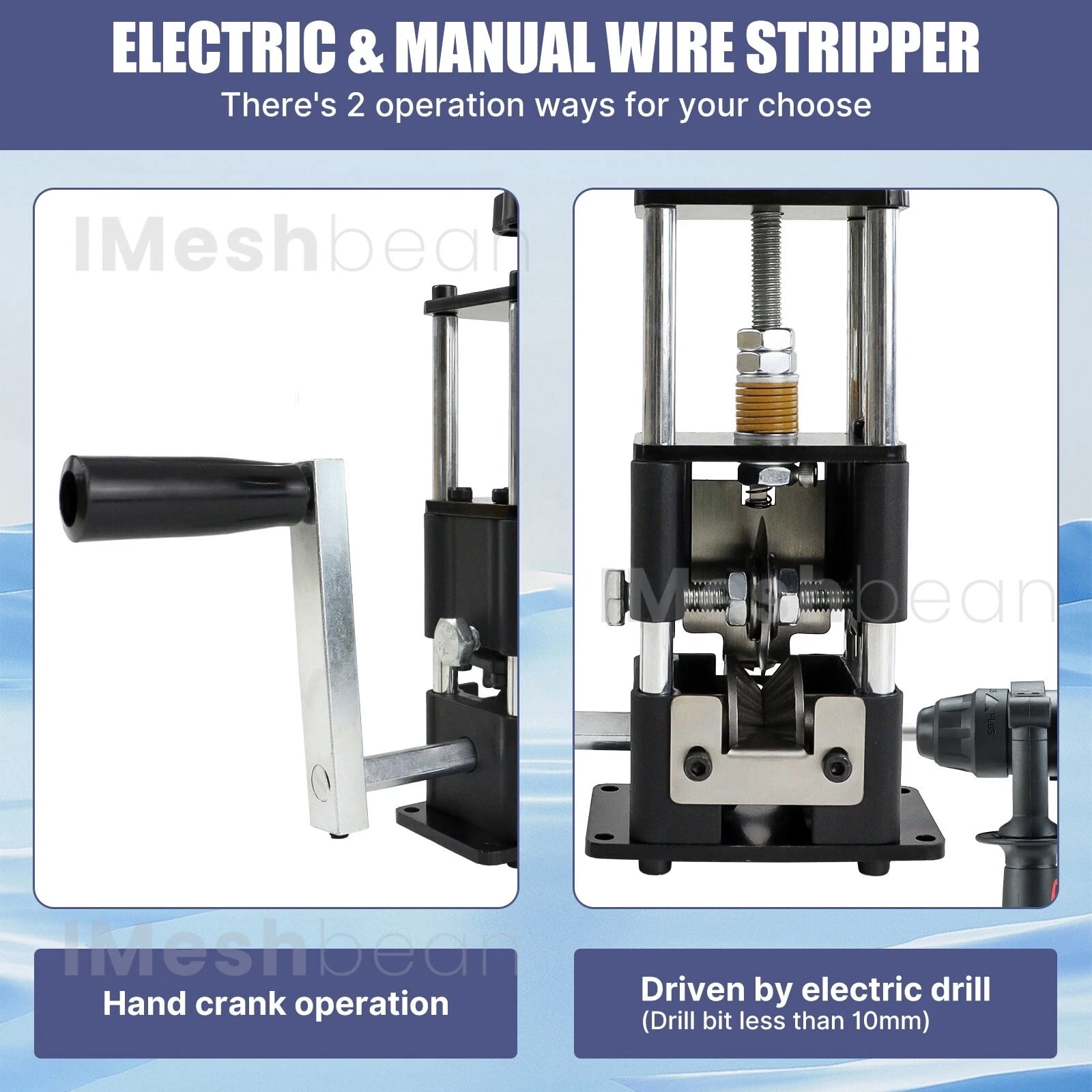 iMeshbean Electric & Manual Wire Stripping Machine Hand Crank Cable Cutter Copper Peeling Stripper