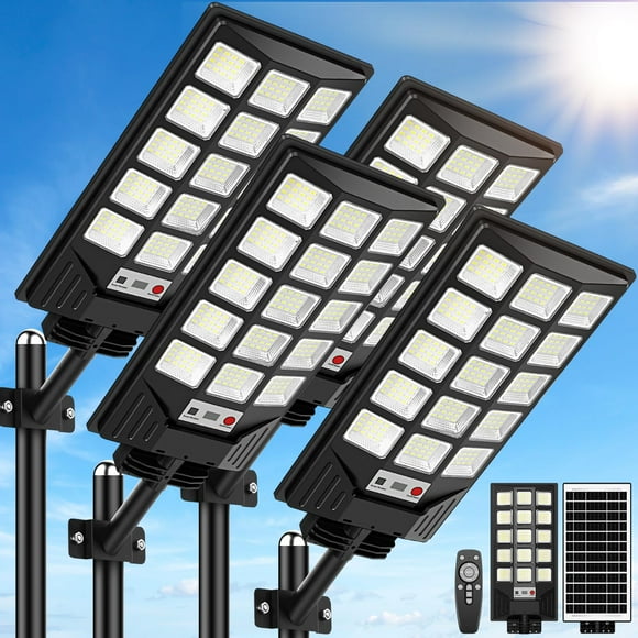 Farolas solares CNOIJUTS 30000LM con sensor de movimiento, paquete de 4 unidades