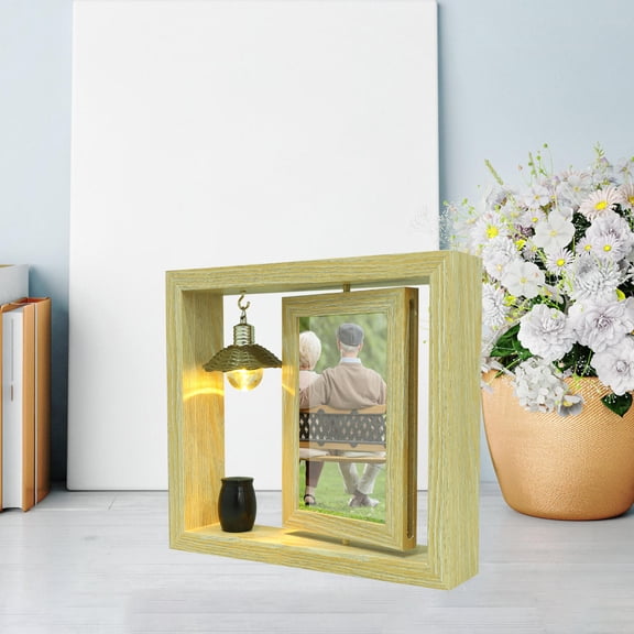DEEPCRAFF Beige Memorial Photo Frame with Small Ashes Urn for Desktop Display - Keepsake Tribute Set for Cherished Memories