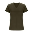 thumbnail image 3 of Womens Athletic Basic Tops, Short Sleeve Shirts for Women Summer Outdoor Casual Loose Fit Solid Color Workout V Neck T-Shirts, 3 of 7