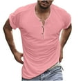 thumbnail image 2 of CaiJunJia George Men's Henley Shirts Short Sleeve Casual Basic Tee Summer Button Henley Soild T Shirts, 2 of 6