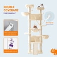 thumbnail image 3 of Allewie 81 Inches Multi-Level Tall Cat Tree for Large Cat, Cat Climbing Tree with Cat Condo and Hammock, Scratching Post, Wide Base, Beige, 3 of 7